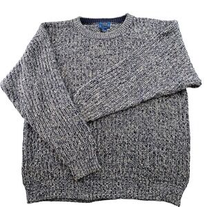 Cambridge Classics Mervyns Mens Large Navy White Marled Chunky Cotton Sweater UK